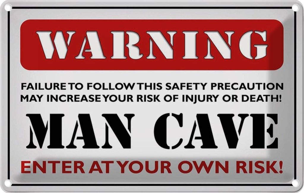vianmo Blechschild 20x30 cm Warning man cave enter at your Warnschild Hinweisschild Sicherheit Vorsicht