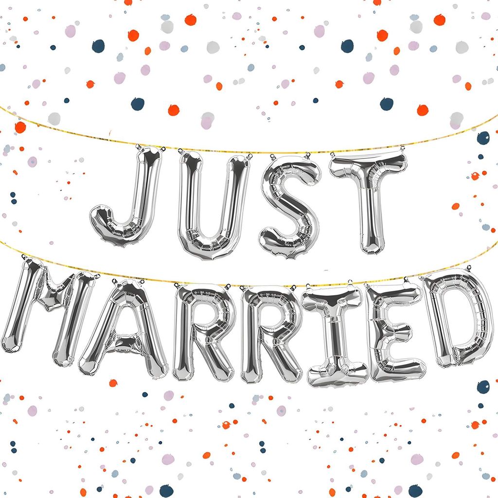 Folienballon Schriftzug Just Married, Silber, ca. 40 cm für Produktbild 