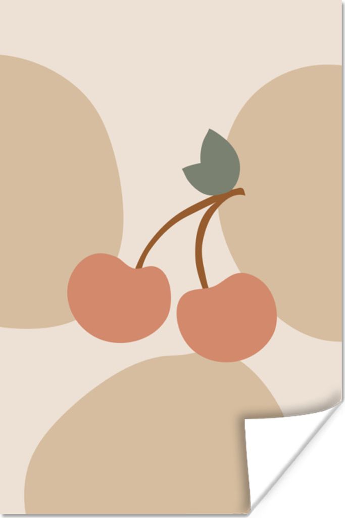 MuchoWow Poster Obst - Pastell - Kirschen 80x120 cm - Papierdruck