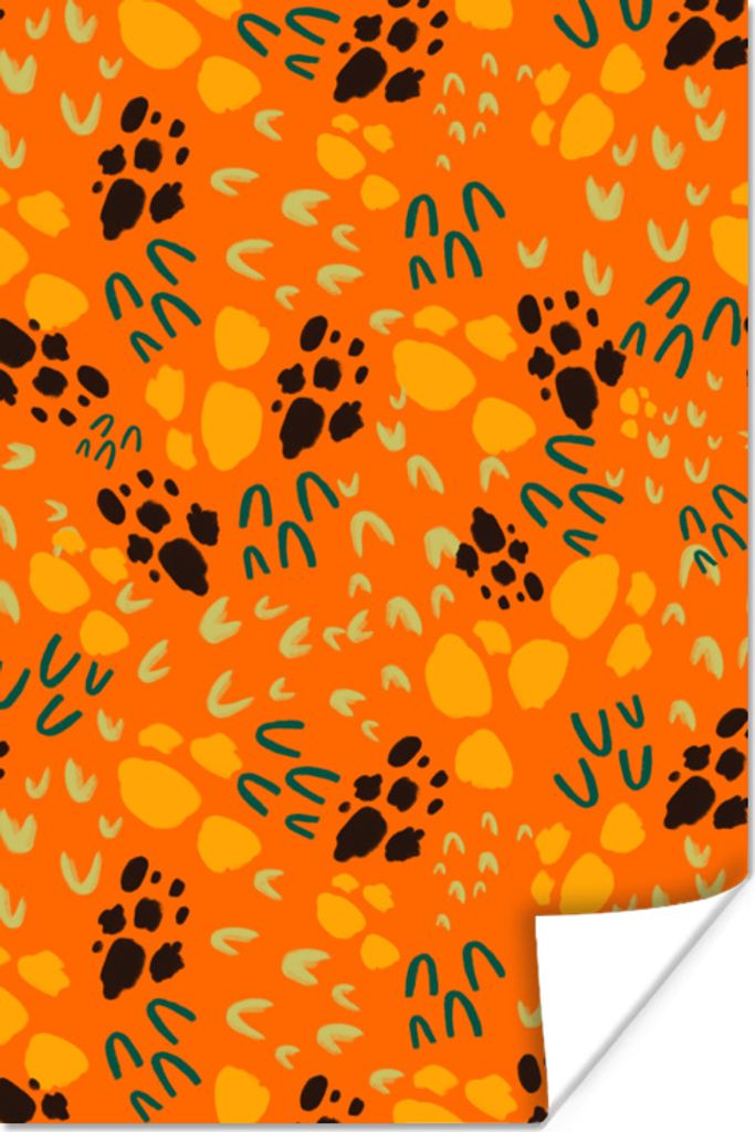 MuchoWow Poster Orange - Sporen - Muster 40x60 cm - Plakate für die Wand - Poster Babyzimmer