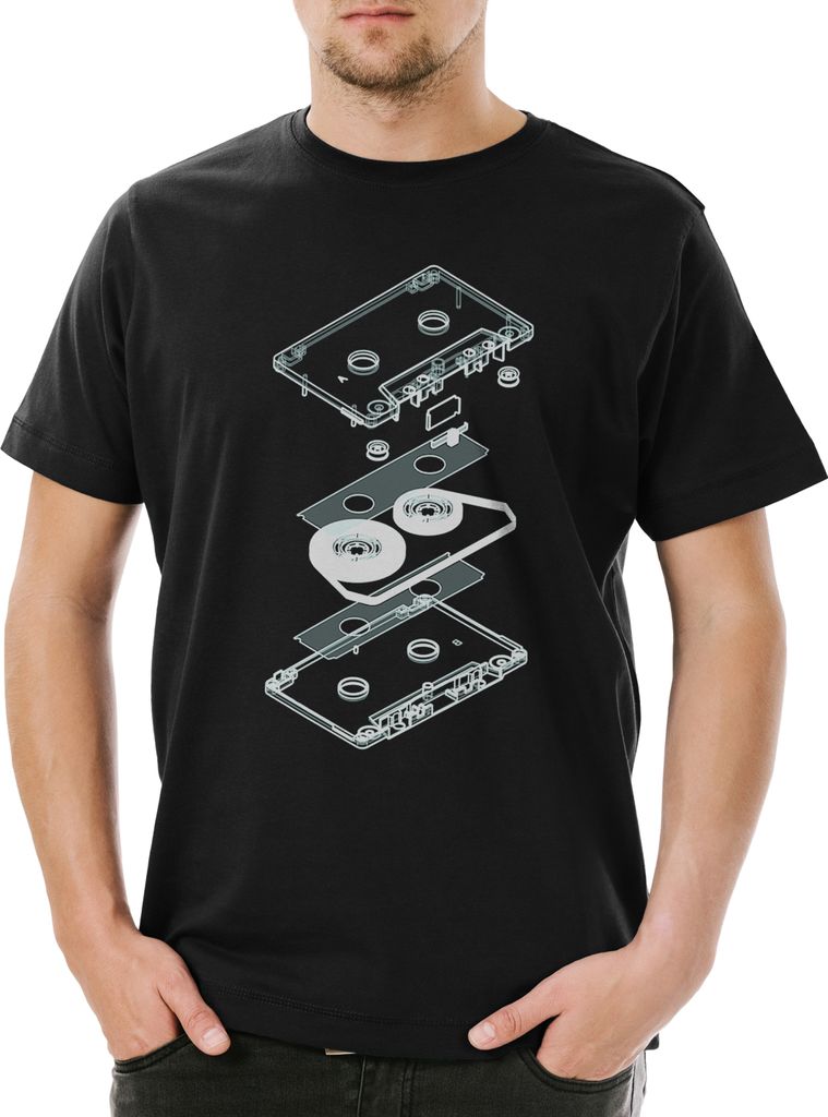 Urban Backwoods Explosion Audio Cassette, Herren T-Shirt, Farbe: Schwarz, Größe: XS