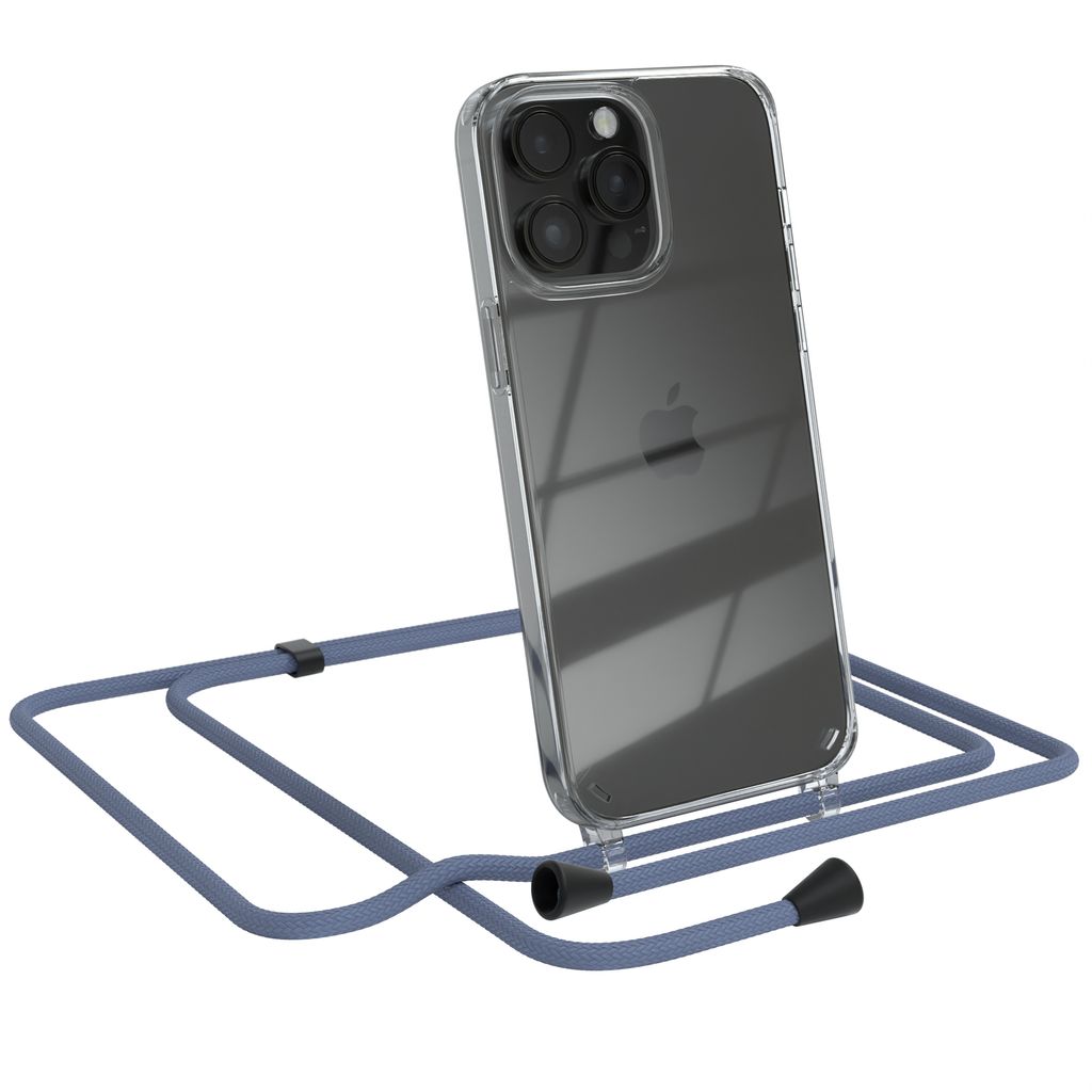 EAZY CASE Handykette kompatibel mit Apple iPhone 14 Pro Max, Handyhülle mit Umhängeband, Handykordel, Schutzhülle Clear, Band in Grün