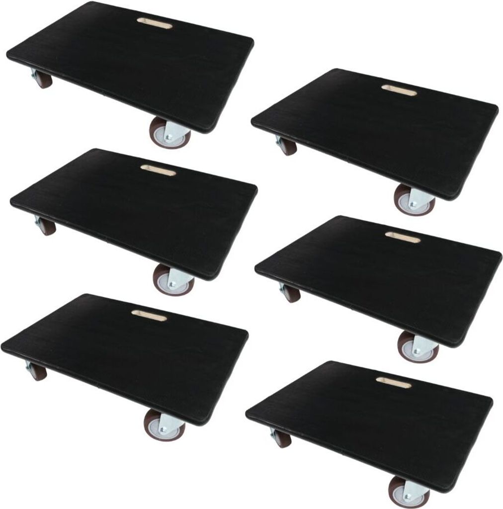 Mega Deal 6x Profi Transportroller HERCULES | BxT 40x60 cm | Traglast 500 kg | 4 Gummirollen & Griff | Sperrholzplatte mit Gummibelag | Rollbrett f...