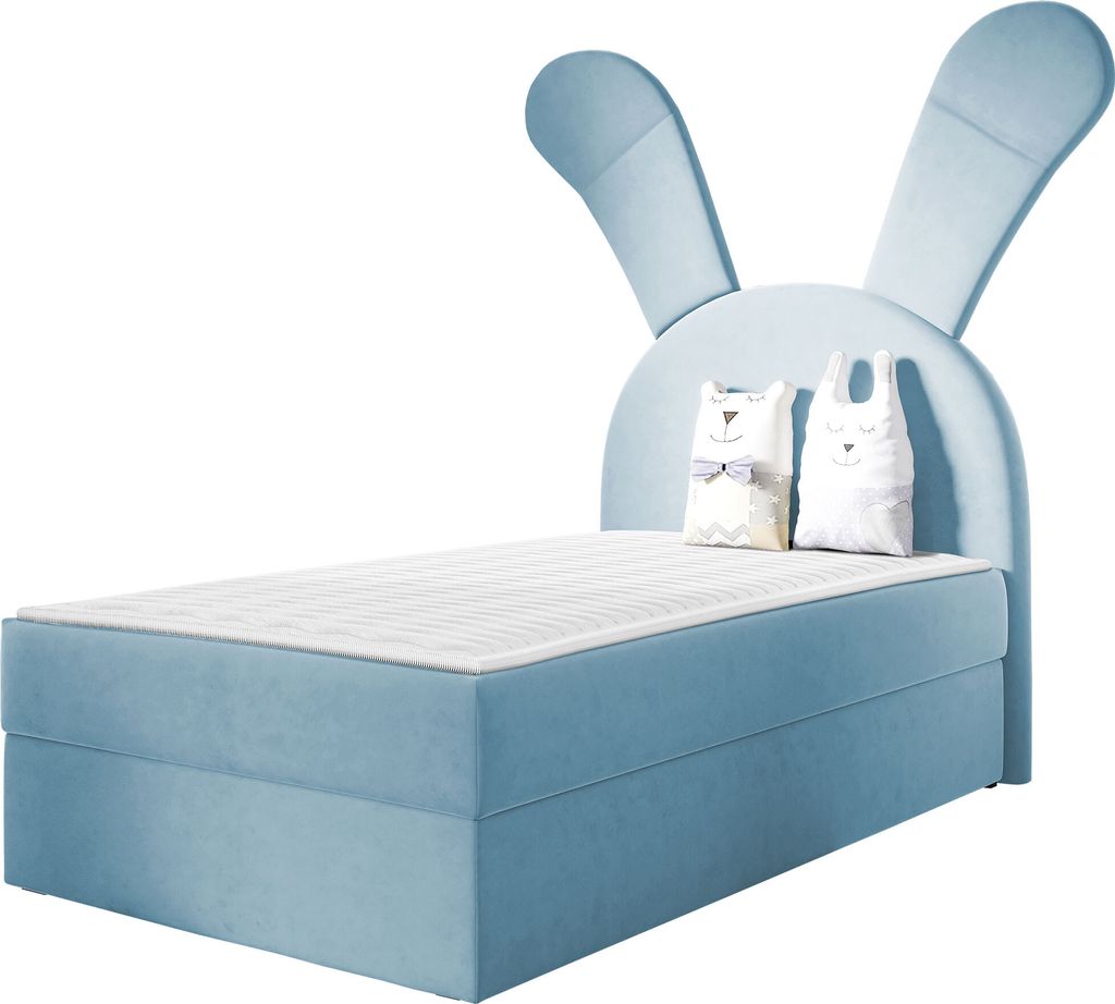 MIRJAN24 Boxspringbett mit Bettkasten Bunny Light, Jugendbett mit Topper, Kopfteil, Härtegrad H3 (Farbe: Magic Velvet 2260, Seite zum Öffnen des ...