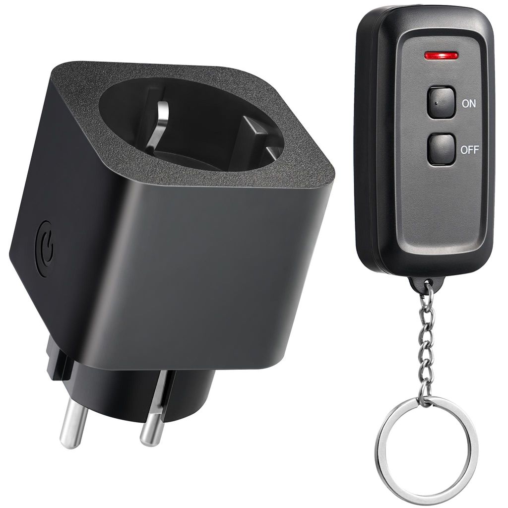DEWENWILS Funksteckdosen mit Fernbedienung, Innen, 16A 3680W, 30M Reichweite, Schwarz