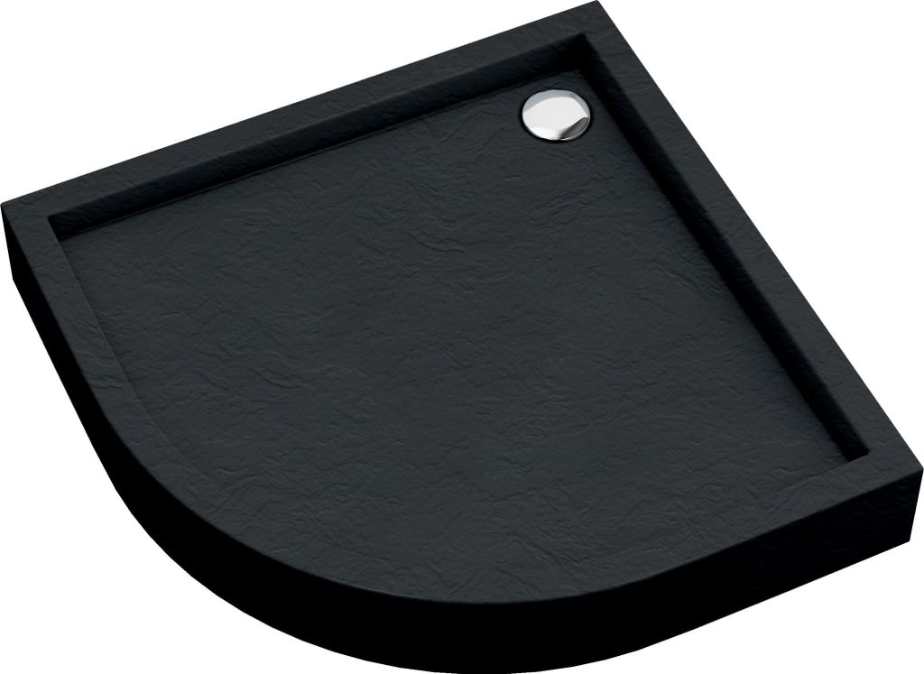 AQUABAD Duschwanne/Duschtasse Elegana mit LeakProtect Technologie Black Stone 80x80cm Viertelkreis