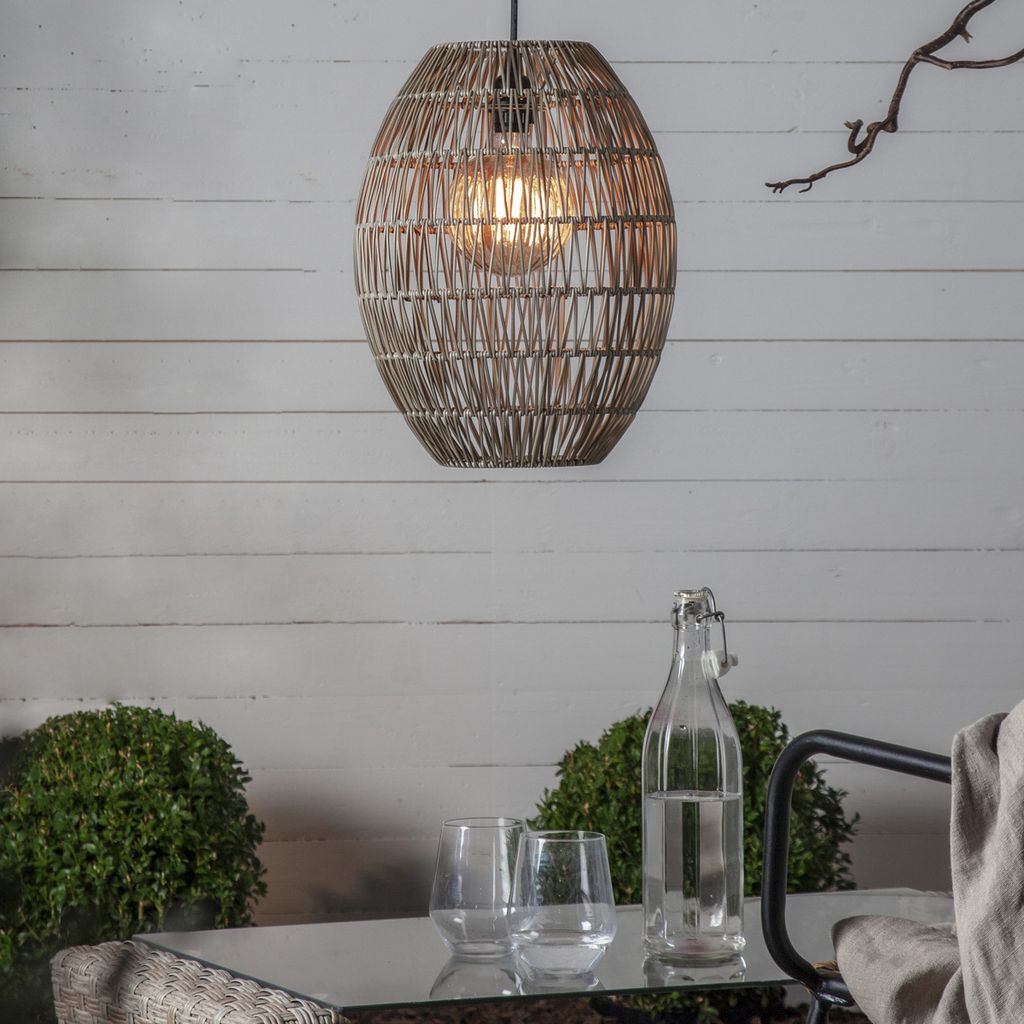Dekoleuchte/Lampenschirm aus Rattan - D: 30cm, H: 40cm - Produktbild 