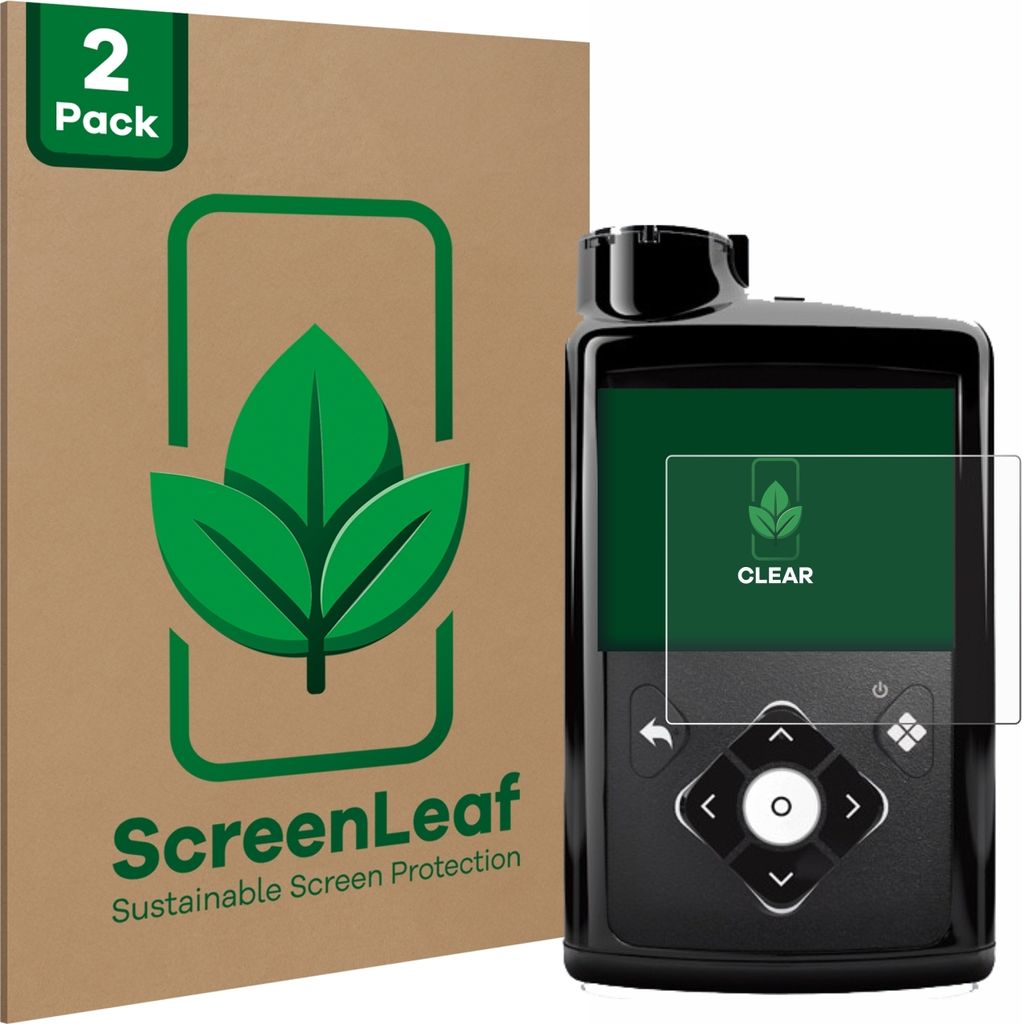 2x ScreenLeaf Schutzfolie für Medtronic Minimed 780G nachhaltiger Displayschutz Display Schutz Folie Klar Transparent