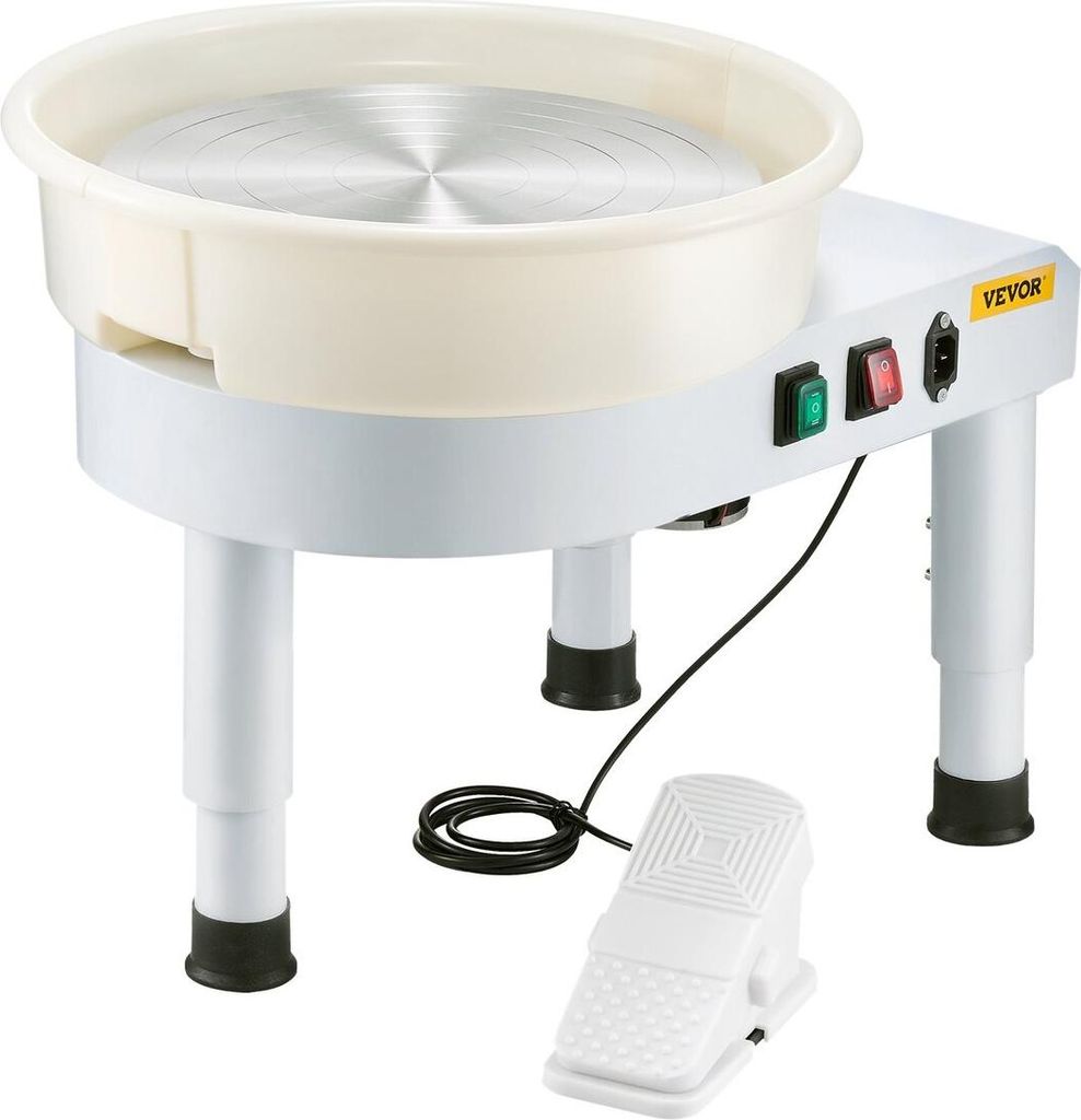 Pottery Wheel 35 cm Ceramic Wheel Machine 60-300RPM Speed Adjustable White
