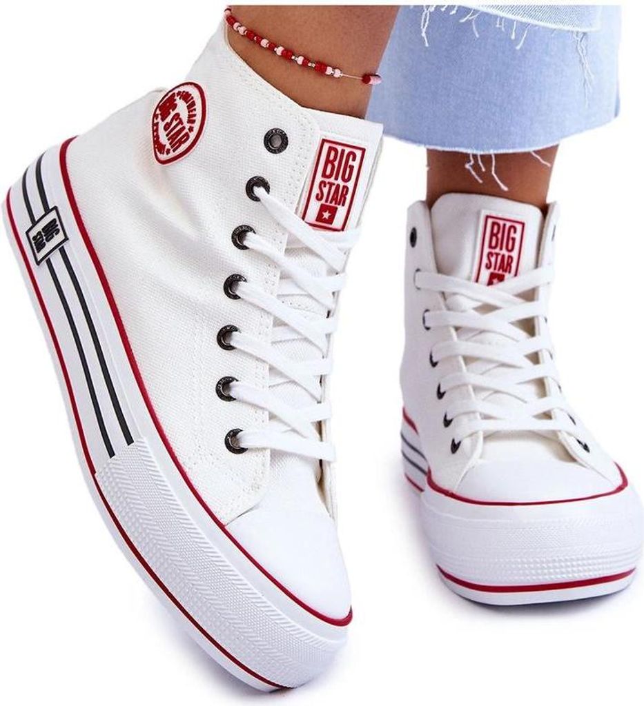 Damen High Textile Plateau Sneakers Big Star LL274185 Weiß 37