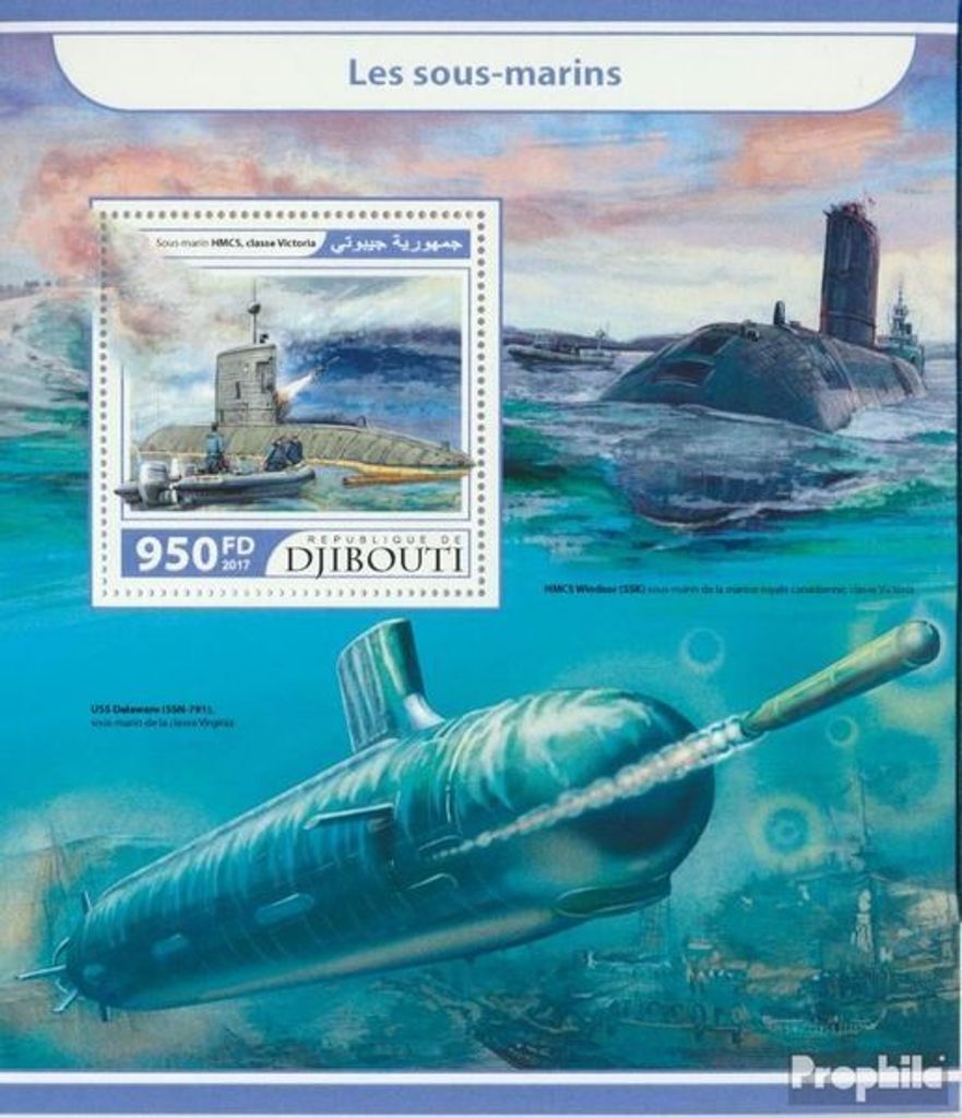 Briefmarken Dschibuti 2017 Mi Block 683 (kompl. Ausg.) postfrisch U-Boote