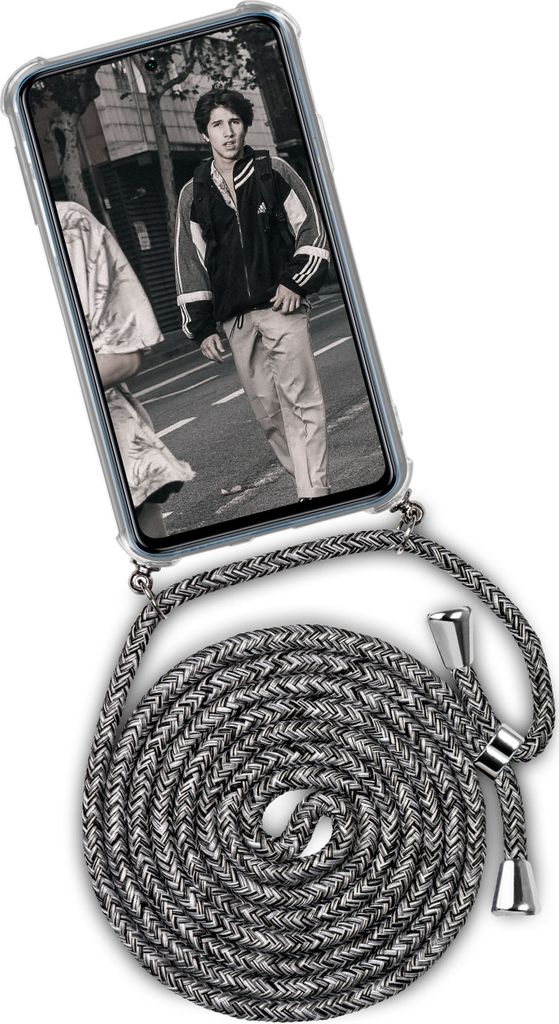 TWIST-Case + TWIST-Cord für Xiaomi Redmi Note 9 Pro, Farbe:White Noise (Silber)