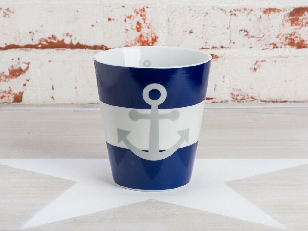 Krasilnikoff Becher Happy Mug Anker dunkelblau