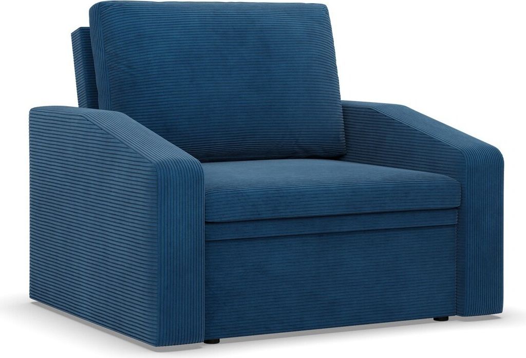 Sessel mit Schlaffunktion, Loungesessel für das Wohnzimmer, Orbit 80cm, Cord Dunkelblau