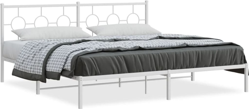 vidaXL Bettgestell mit Kopfteil Metall Weiß 200x200 cm