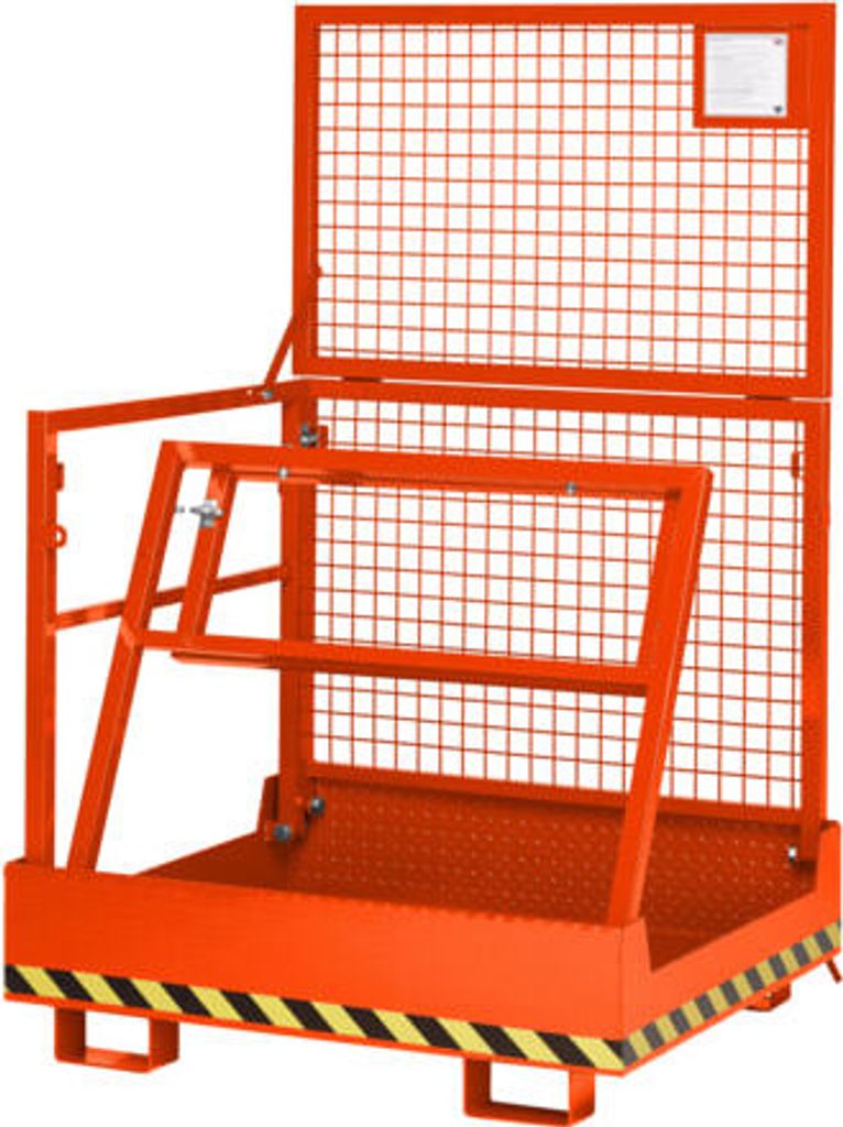 Faltbare Arbeitsbühne für Stapler und Frontlader - Montagebühne - Staplerkorb - Traglast 300 kg - 1.910 x 1.200 x 1.080 mm (HxBxT) - reinorange