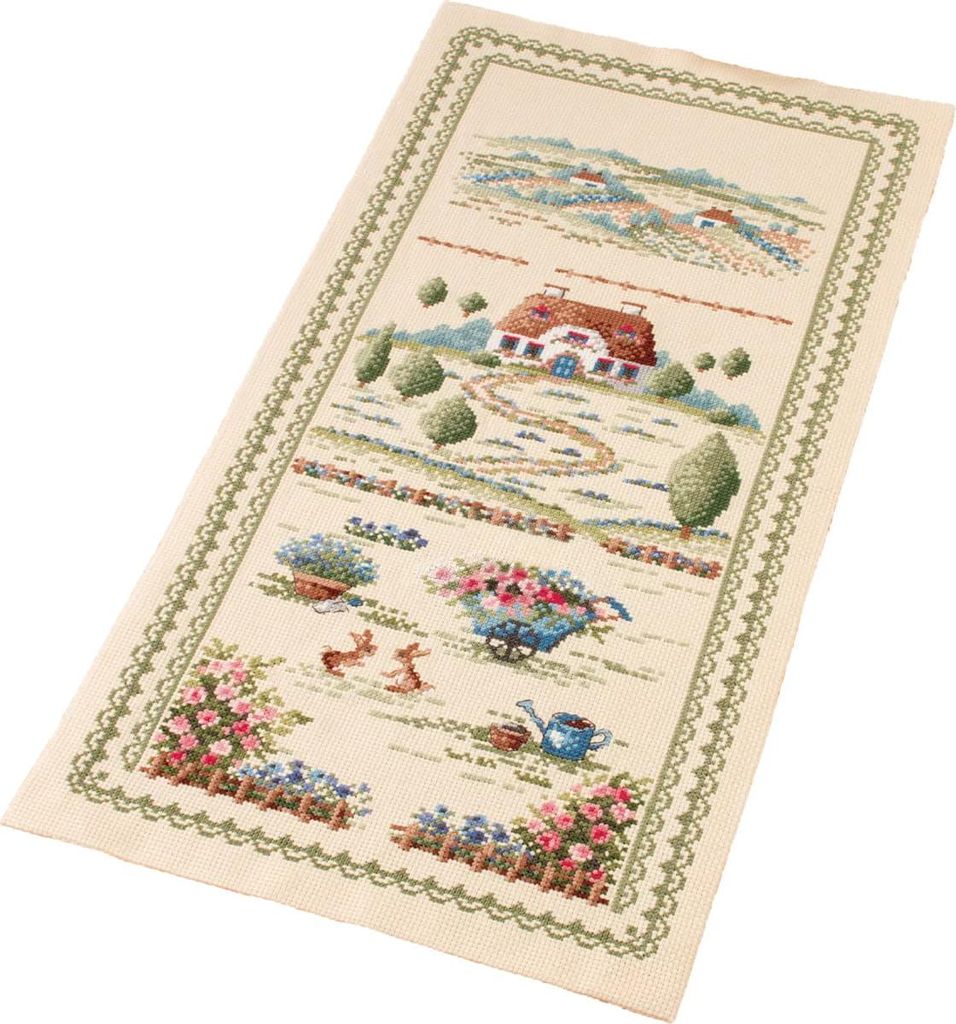 Olympus Kreuzstich Stickpackung Tischläufer "Landschaft", Zählmuster, 80x40cm