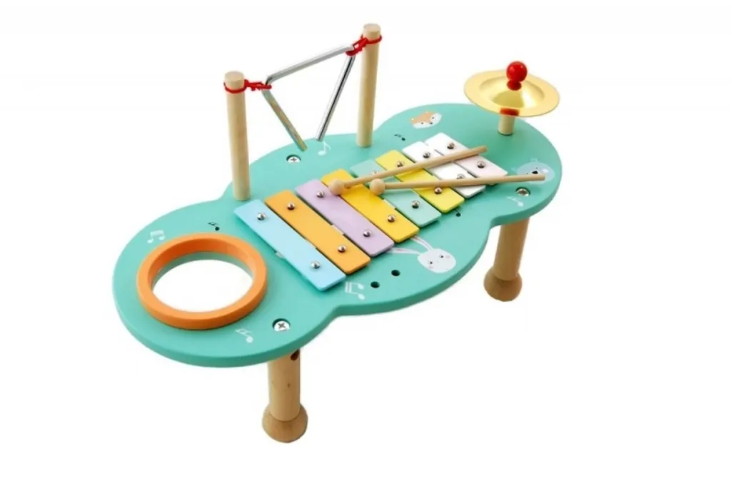Table musicale multi-instruments Adam Toys en bois massif et métal poli