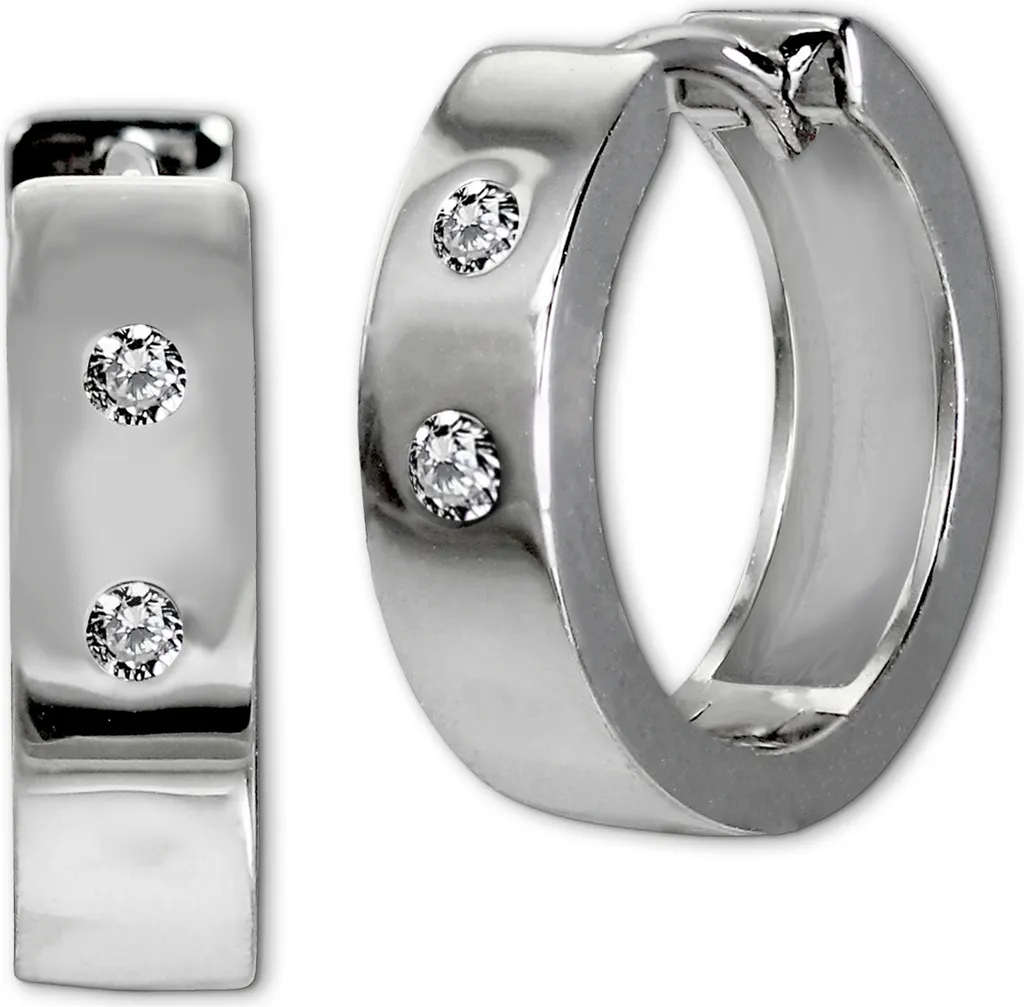 SilberDream Boucles d'oreilles Créoles 925 Argent Zircons Blancs D2SDO4360W