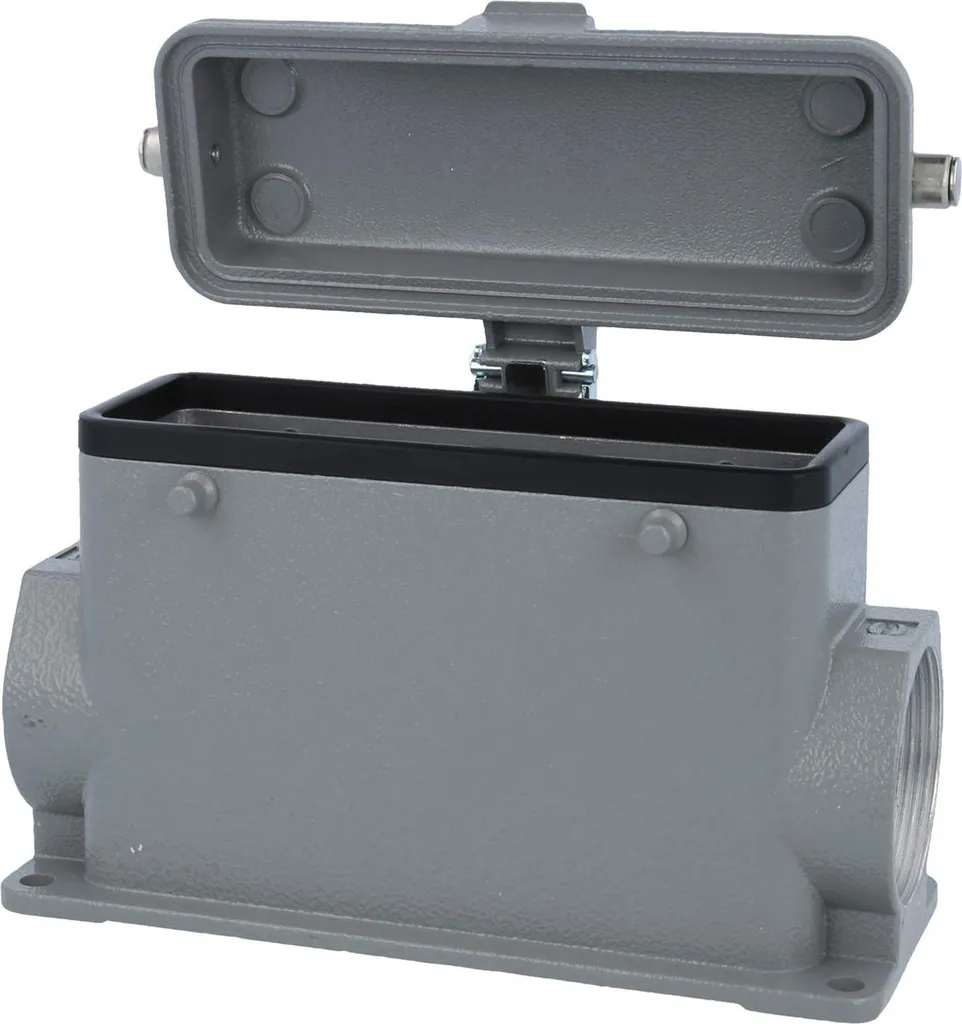 HARTING Han 24B Alloggiamento base alto, 2xM40 uscita cavo laterale, per 2 staffe (nella parte superiore) con cappuccio protettivo in metallo - 1