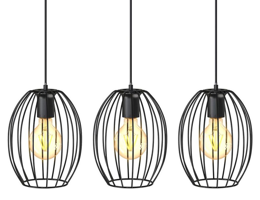 Suspension luminaire industrielle retro 3 têtes, Douille Image du produit 