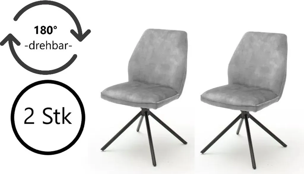 Fauteuil pivotant Ottawa lot de 2 chaises grises pour petits espaces