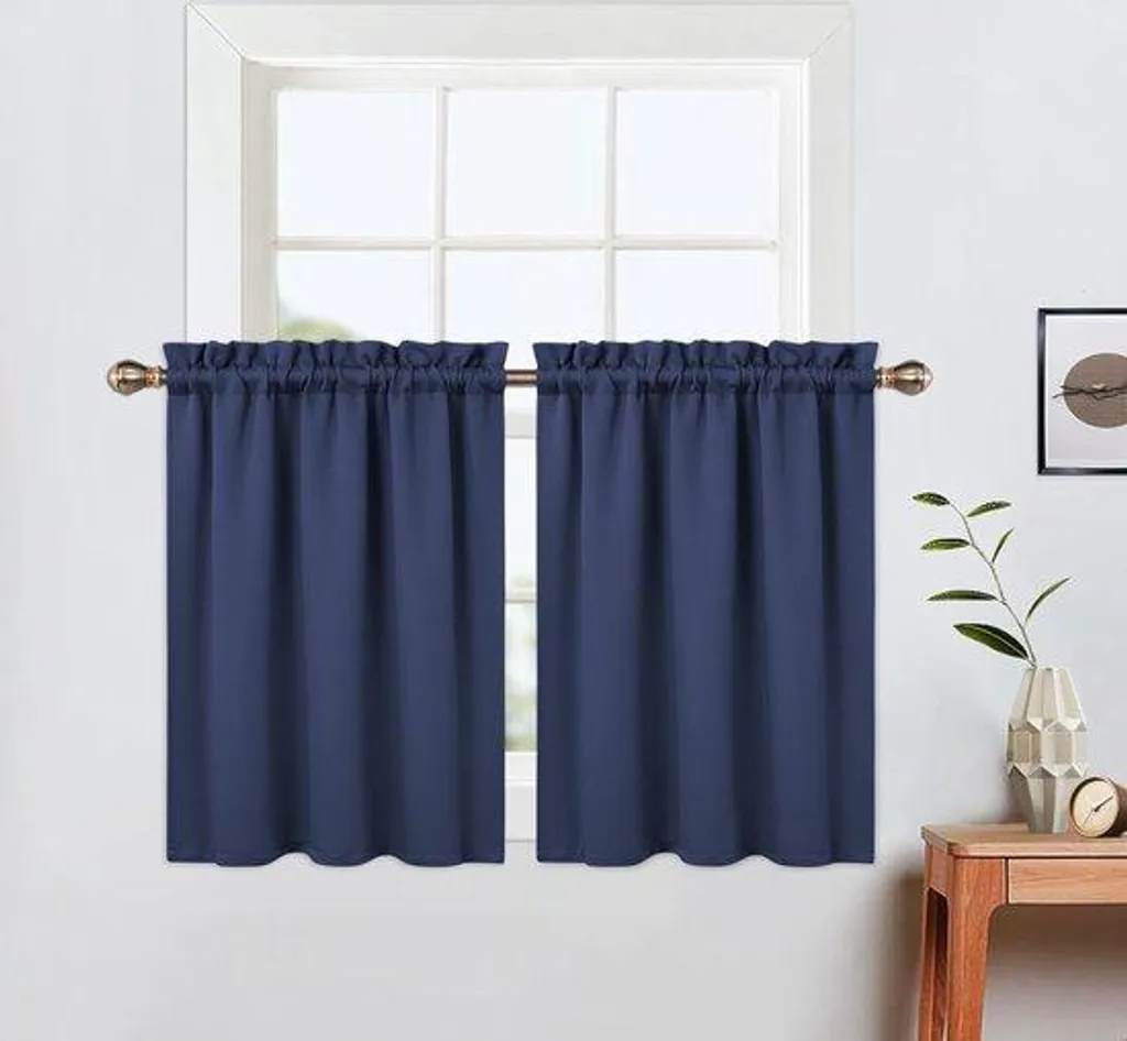 Rideaux occultants bleus pour chambre ou bureau, 66x61 cm, lot de 2
