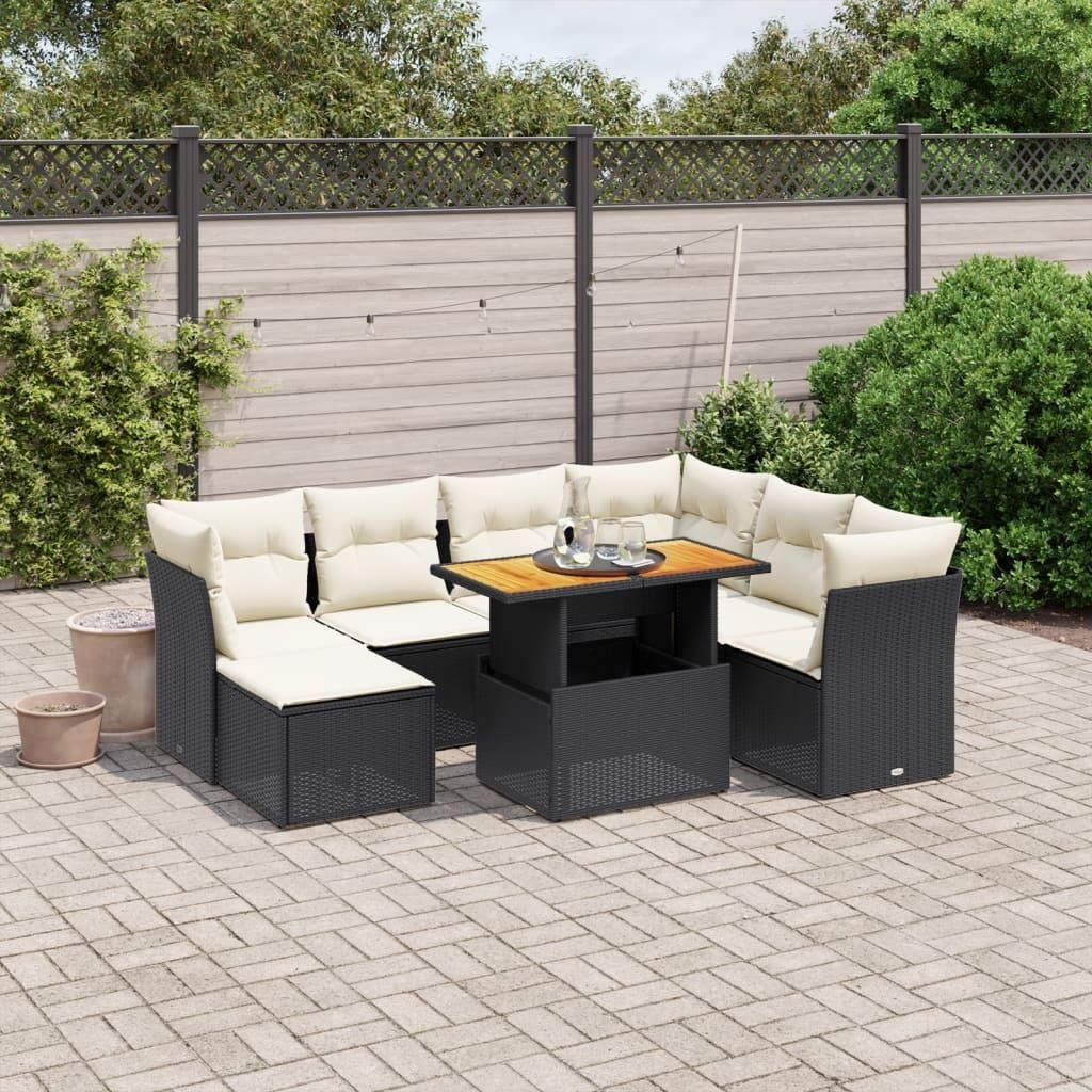 Maison Exclusive - 8-tlg. Garten-Sofagarnitur mit Kissen Schwarz Poly Rattan