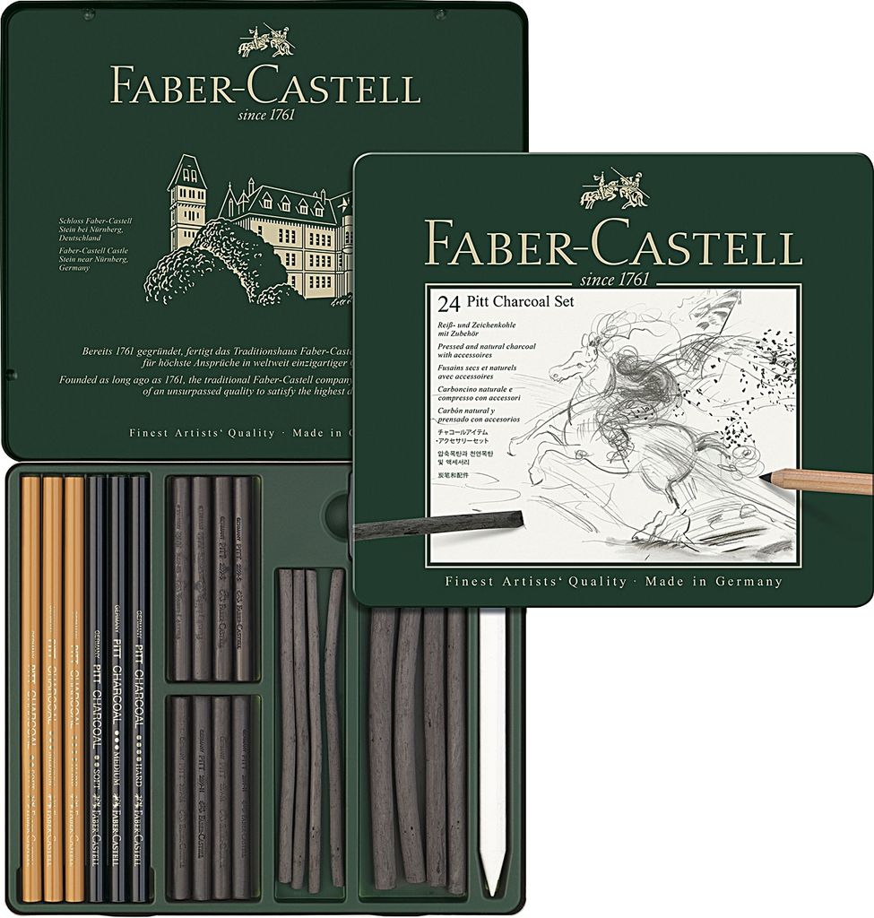 FABER-CASTELL PITT CHARCOAL Set 24-teiliges Etui