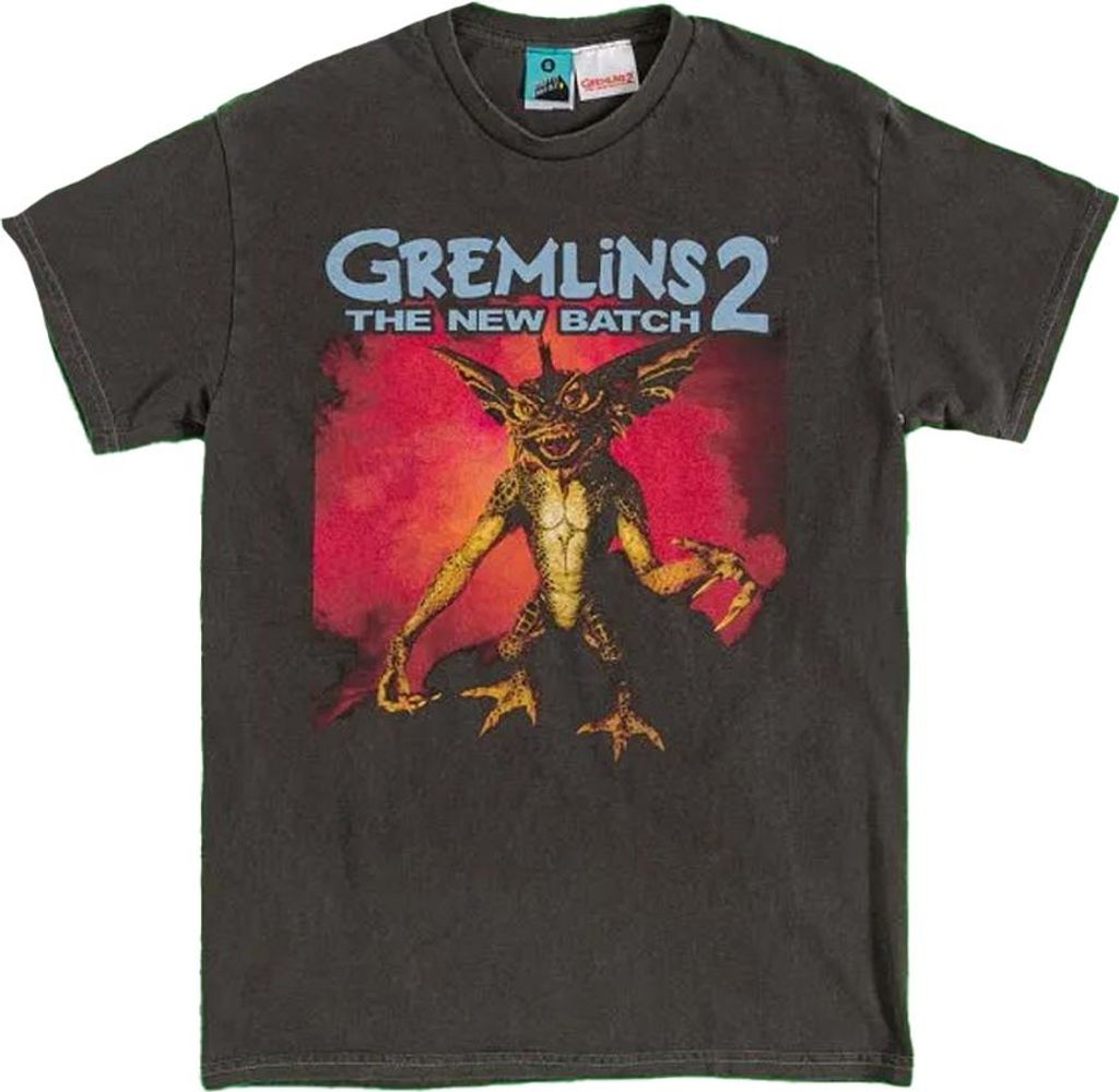 Gremlins 2 - T-Shirt für Herren/Damen Uni, Gewaschen TT837 (L) (Schwarz/Holzkohle)