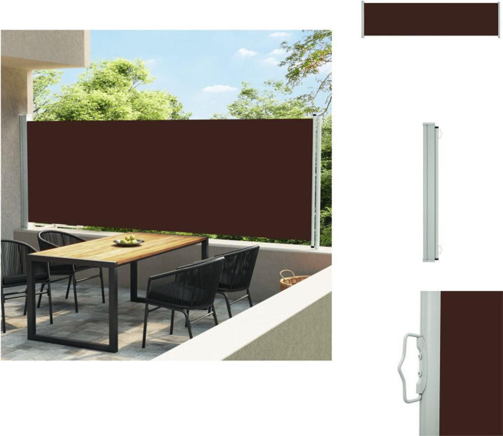 vidaXL Ausziehbare Seitenmarkise 600x160 cm Braun - Sonnenschirme & Sonnenschutze