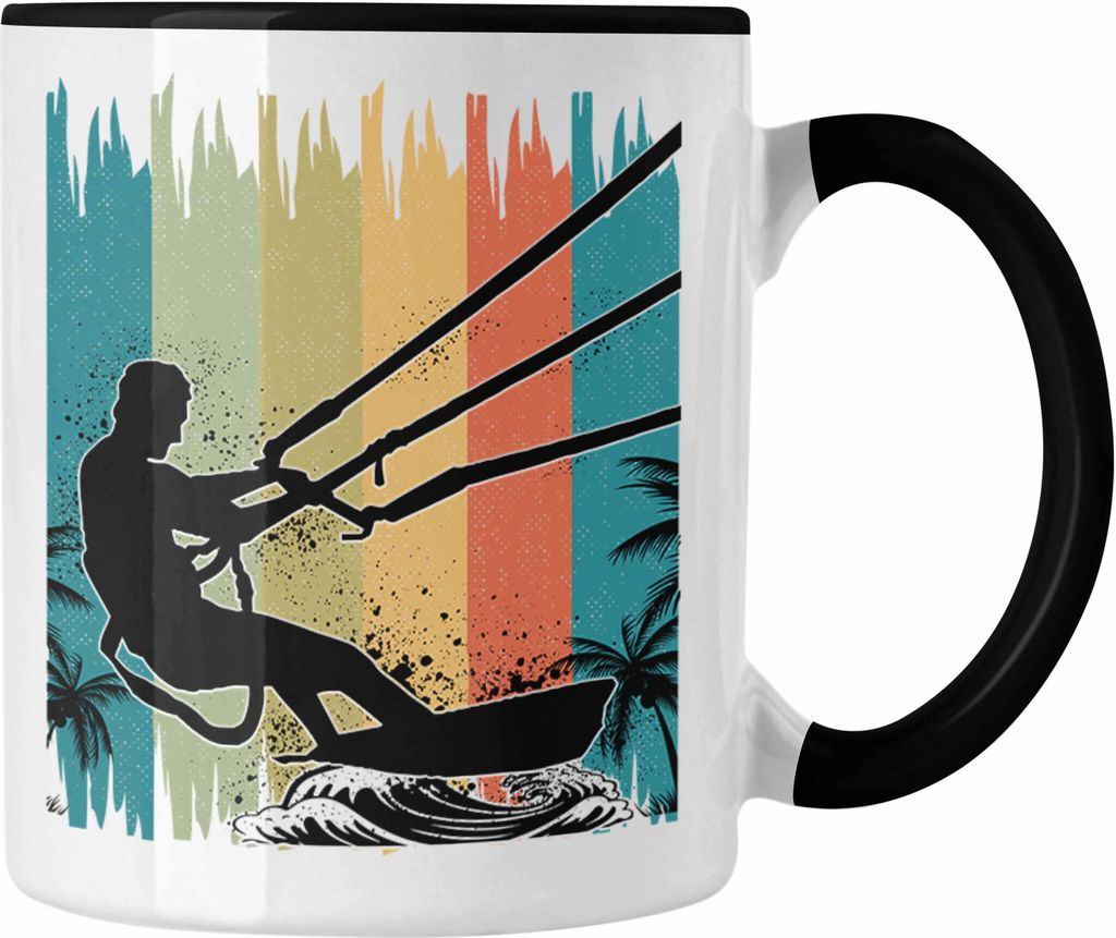 Trendation - Kitesurfing Tasse Geschenk für Kitesurfer Geschenkidee (Schwarz)