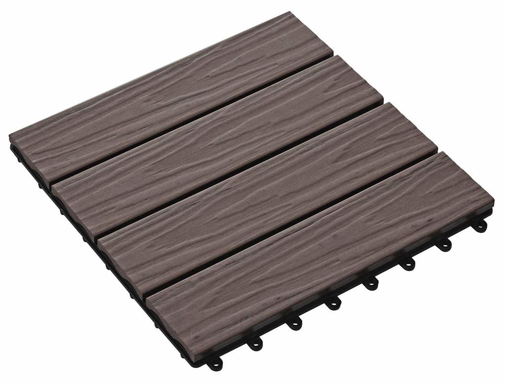vidaXL Terrassenfliese 3D-Design 11 pcs Dunkelbraun 30 x 30 cm WPC
