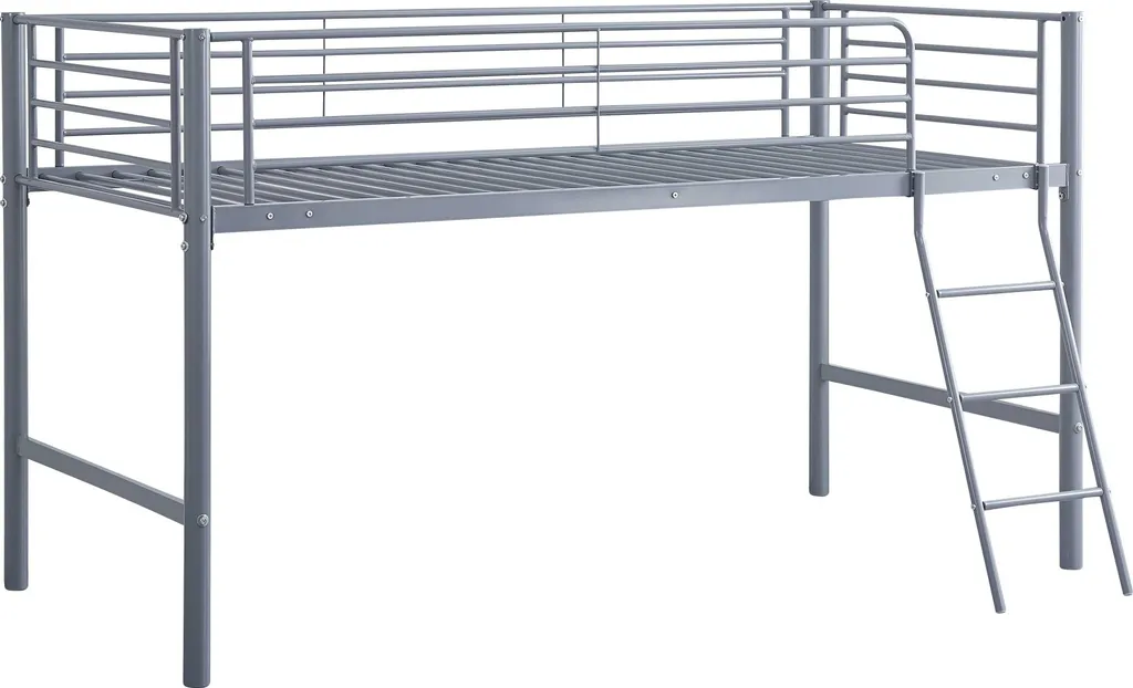 Lit mi-hauteur Julie 90x200cm en métal gris mat, robuste et durable