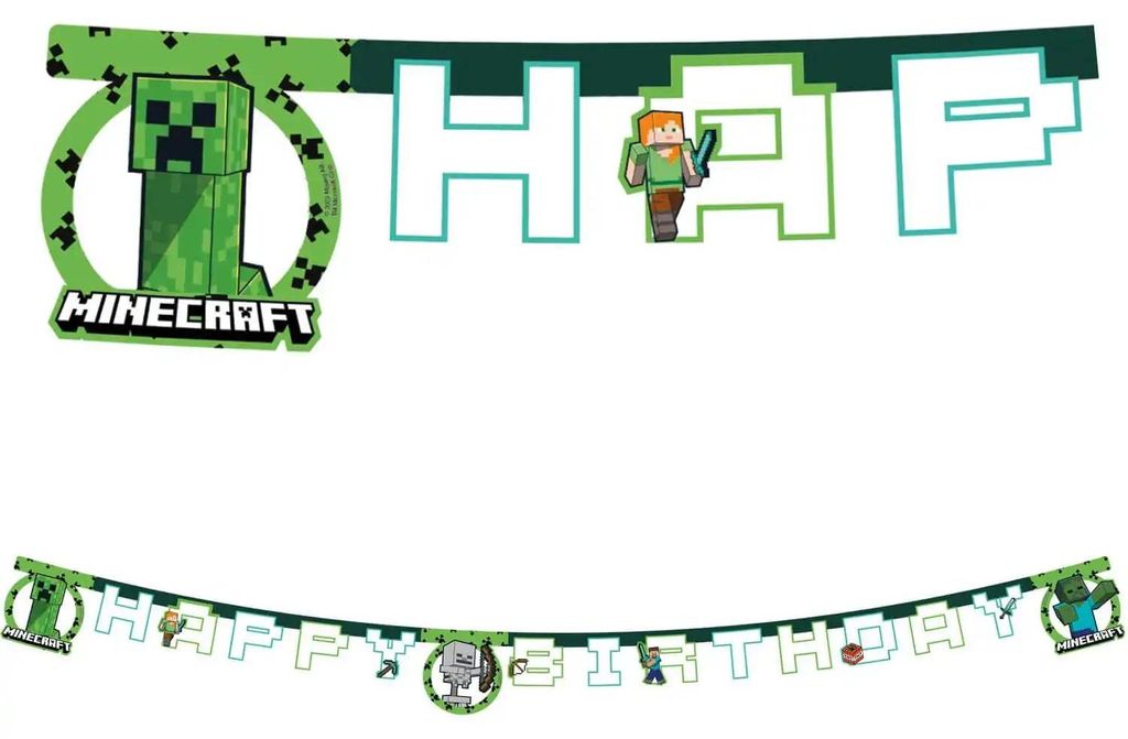 Banner "Gefeliciteerd met je verjaardag" Minecraft | Productafbeelding 