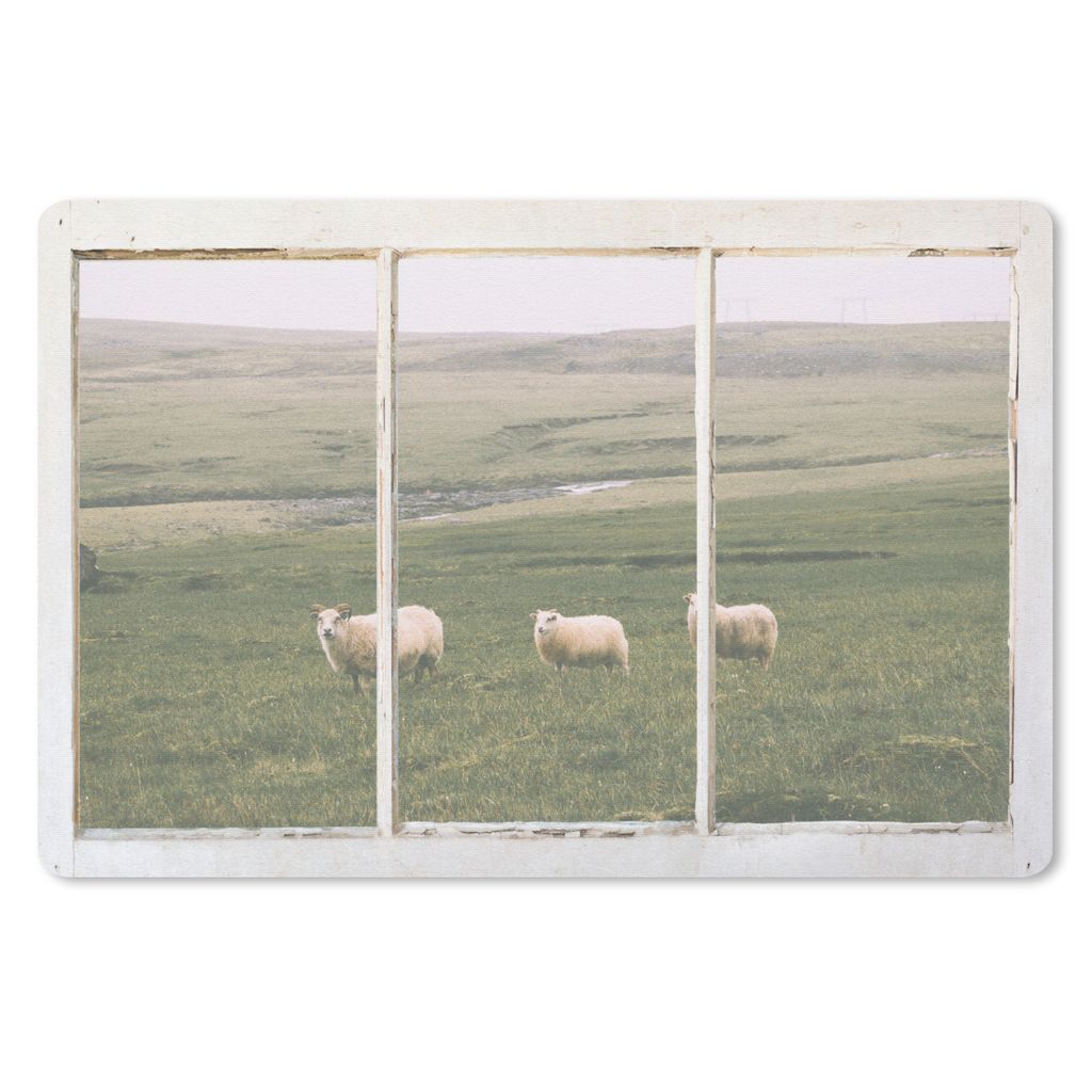 MuchoWow Mauspad Mousepad Durchschauen - Schafe - Gras 27x18 cm - Mousepads - Maus Mat - Pad - Mausunterlage - Büroartikel - Desk Matten