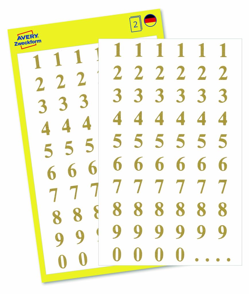 Avery Zweckform 3728, Zahlen-Etiketten, 85 x 160 mm, 120 Produktbild 