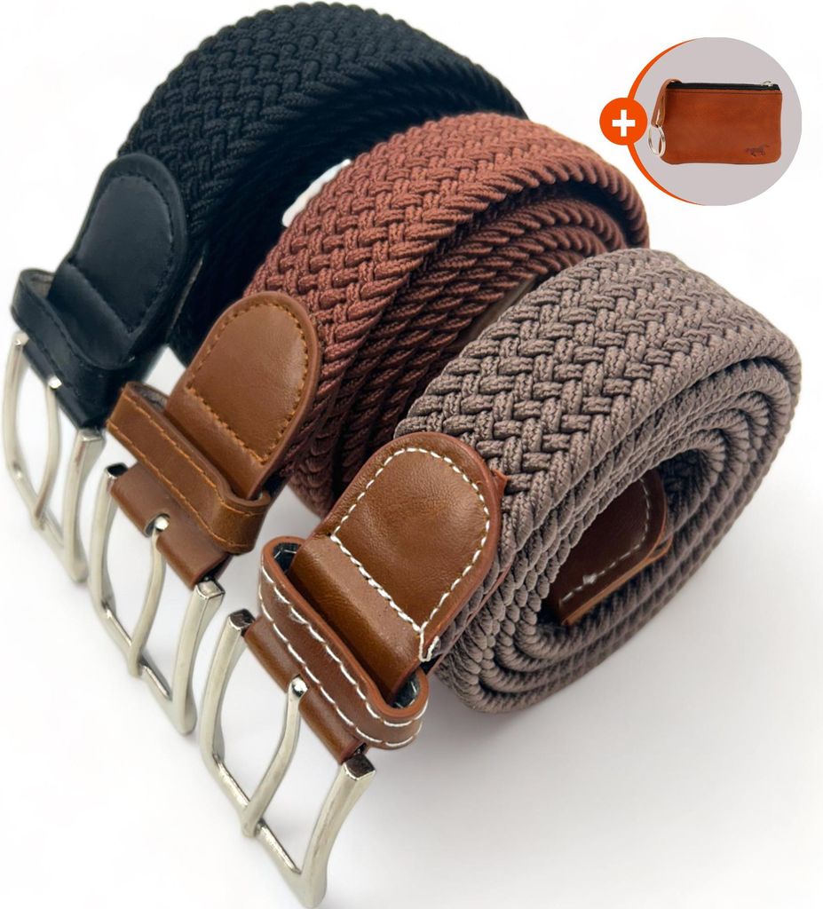 3er-Pack elastische Stretchgürtel – elastischer Hosengürtel, Stretchgürtel, Flechtgürtel, geflochtener Gürtel, elastischer Gürtel – Uni ...