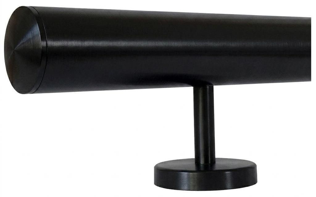 TIBU Handlauf Edelstahl Geländer Ø42,4 Schwarz 30-600 cm Wandhandlauf Treppe gerade Edelstahlhalter, Variante Länge 250 cm mit 3 Halter und leic...