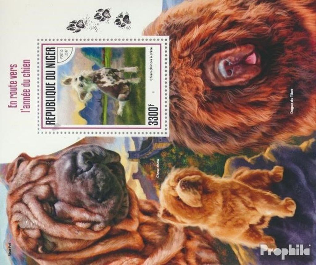 Briefmarken Niger 2017 Mi Block 747 (kompl. Ausg.) postfrisch Jahr des Hundes