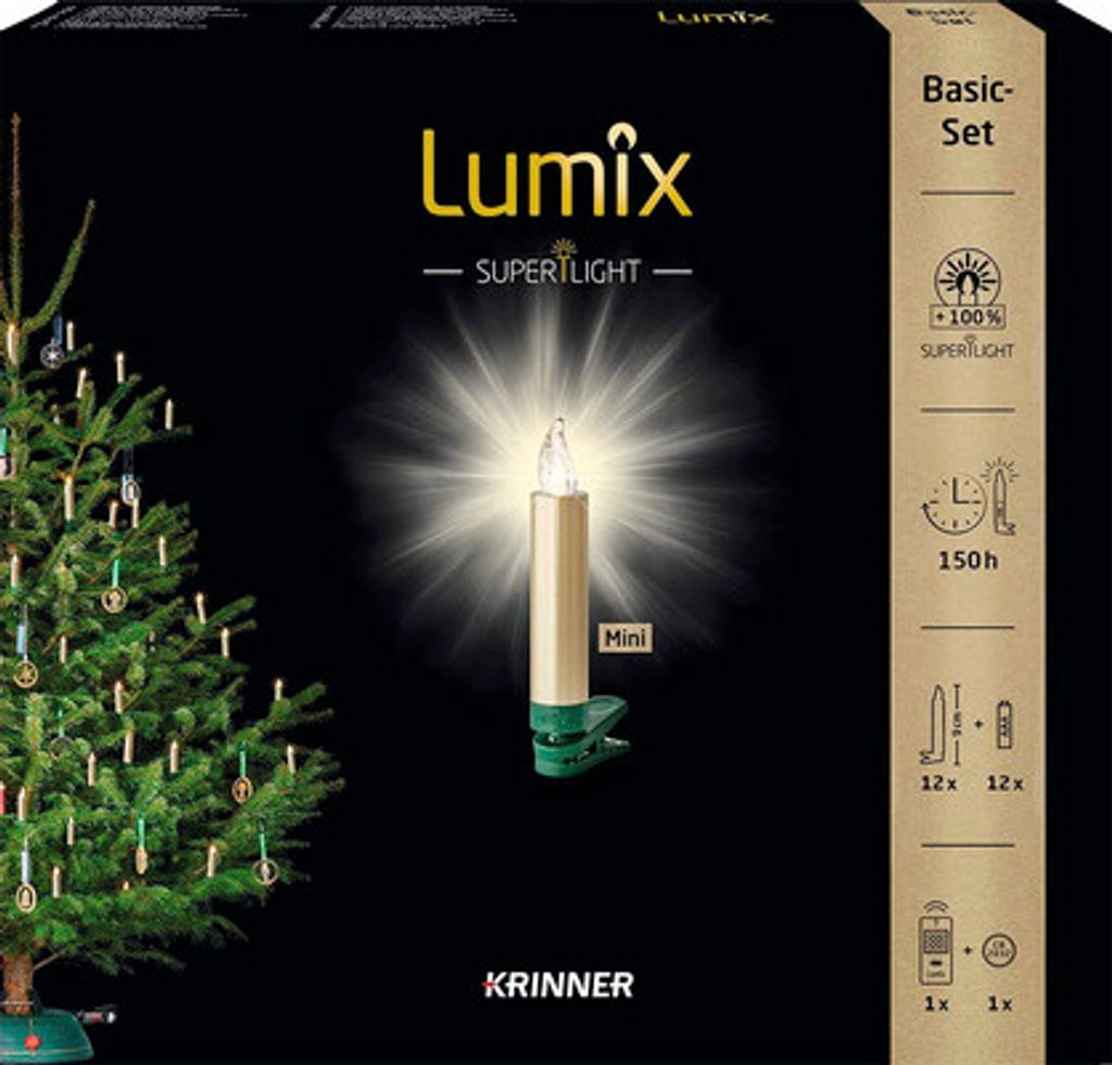 12er-Set kabellose Weihnachtsbaumkerze Krinner Lumix Produktbild 1