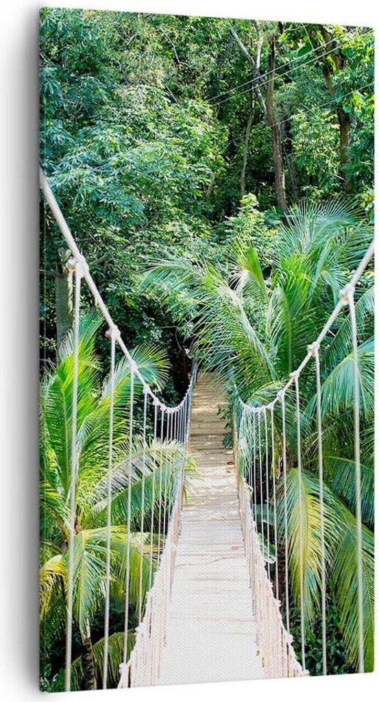 Bild auf Leinwand - Leinwandbild - Einteilig - Tropen Dschungel Brücke - 55x100cm - Wand Bild - Wanddeko - Wandbilder - Leinwanddruck - Bilder - W...