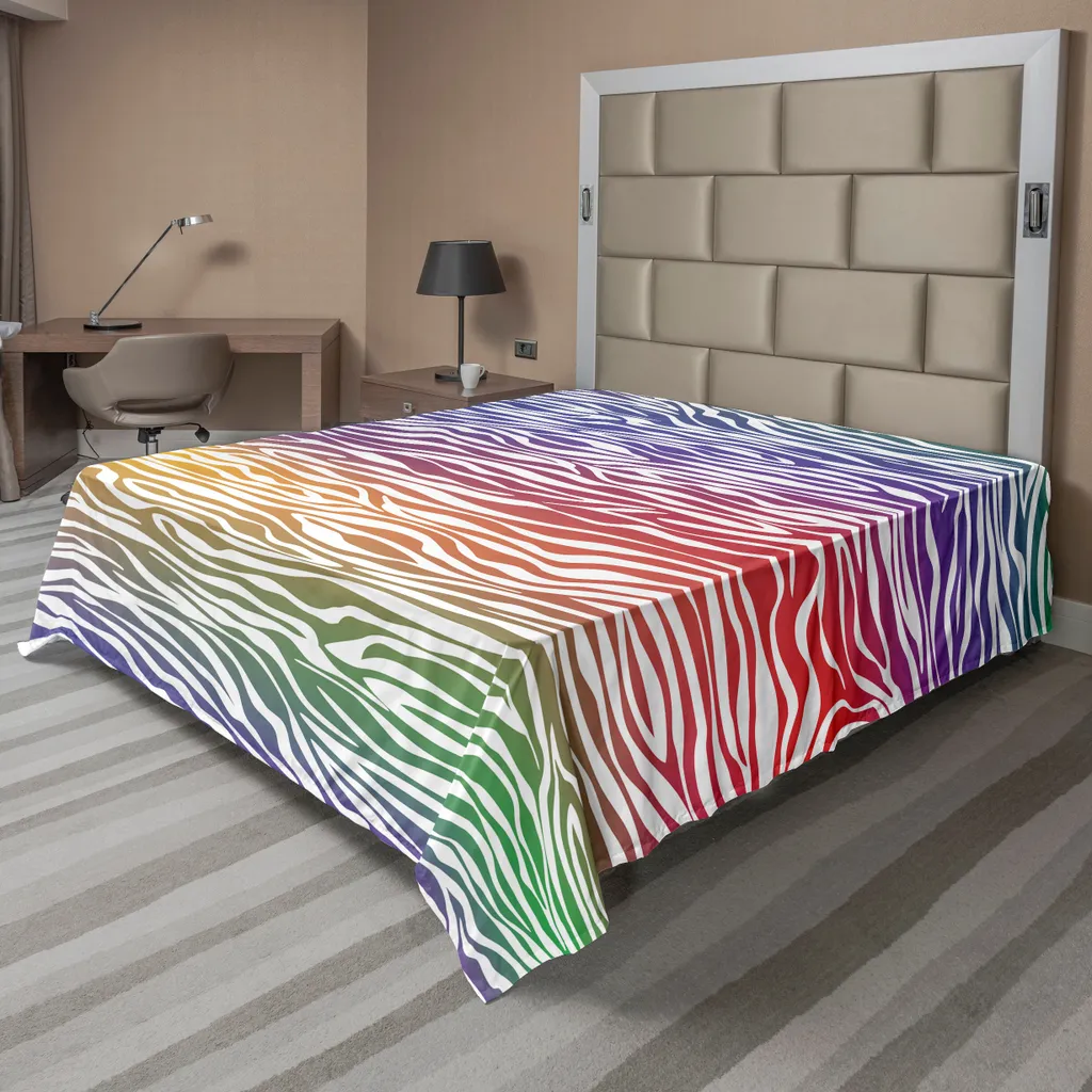 Drap de lit supérieur motif zèbre abstrait, linge de lit doux 275x260 cm