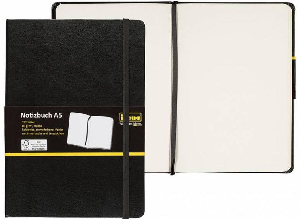 IDENA Notizbuch A6Mix schwarz kariert 96 Blatt, 80g Idena Produktbild 