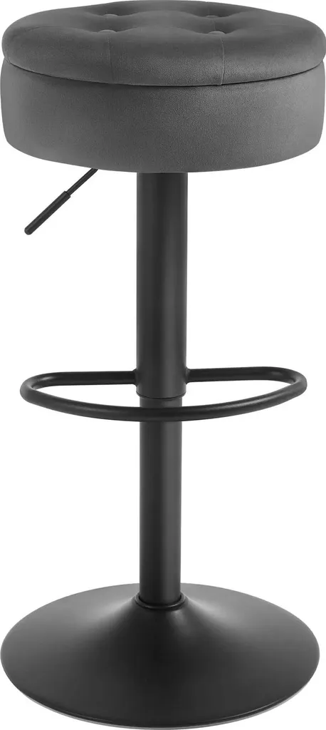 Tabouret de bar réglable en velours gris foncé et métal - Style moderne