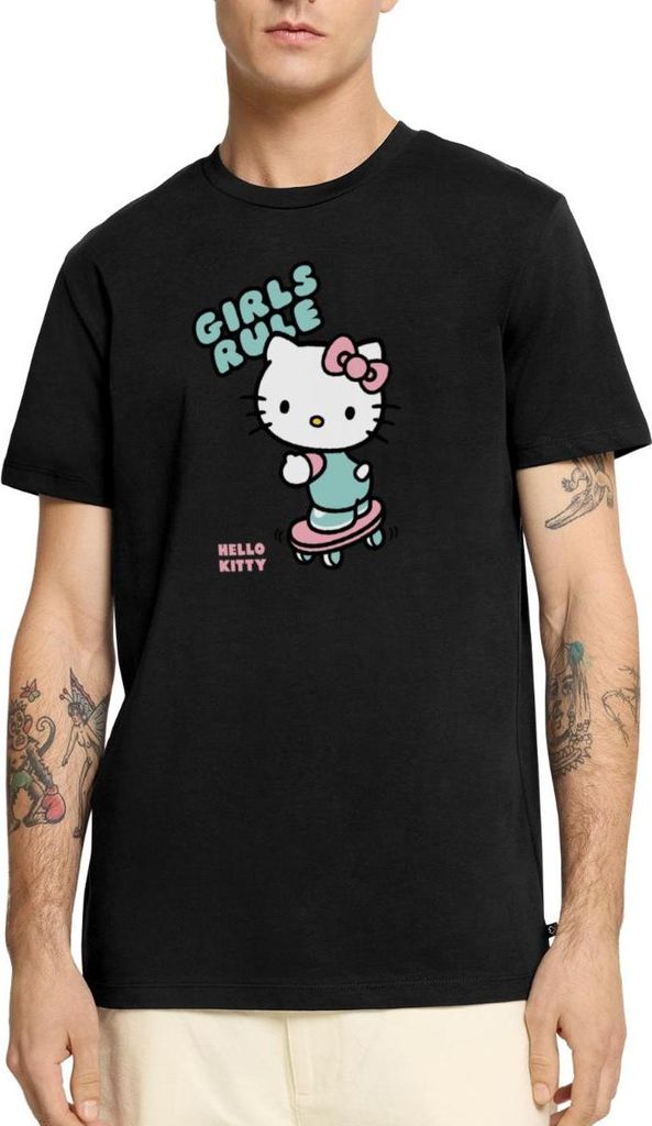 Spreadshirt Hello Kitty Auf Skateboard Girls Rule Männer Premium T-Shirt, 3XL, Schwarz