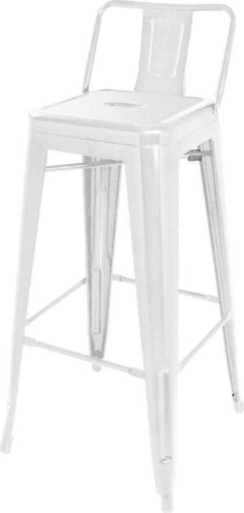 Bolero Bistro Stahl-Hocker mit Rückenlehne, Weiß (4 Stück)