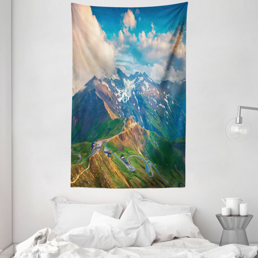 ABAKUHAUS Berg Wandteppich und Tagesdecke, Großglockner Österreich aus Weiches Mikrofaser Stoff Waschbar ohne Verblassen Digitaldruck, 140 x 230 ...
