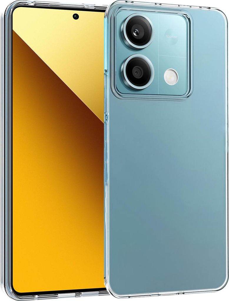 A clear protective case for a smartphone, showing the back and side of the phone.