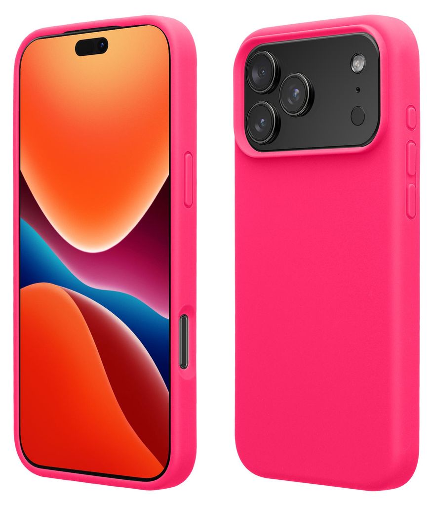 kwmobile Handyhülle für iPhone 17 Pro Max Hülle, für iPhone 17 Pro Max Case - Hülle Silikon - kabelloses Laden - Neon Pink